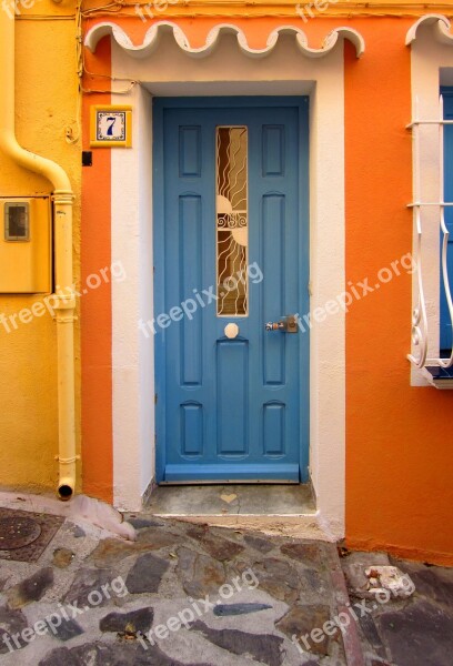 Door Blue Collioure Pyrénées-orientales France