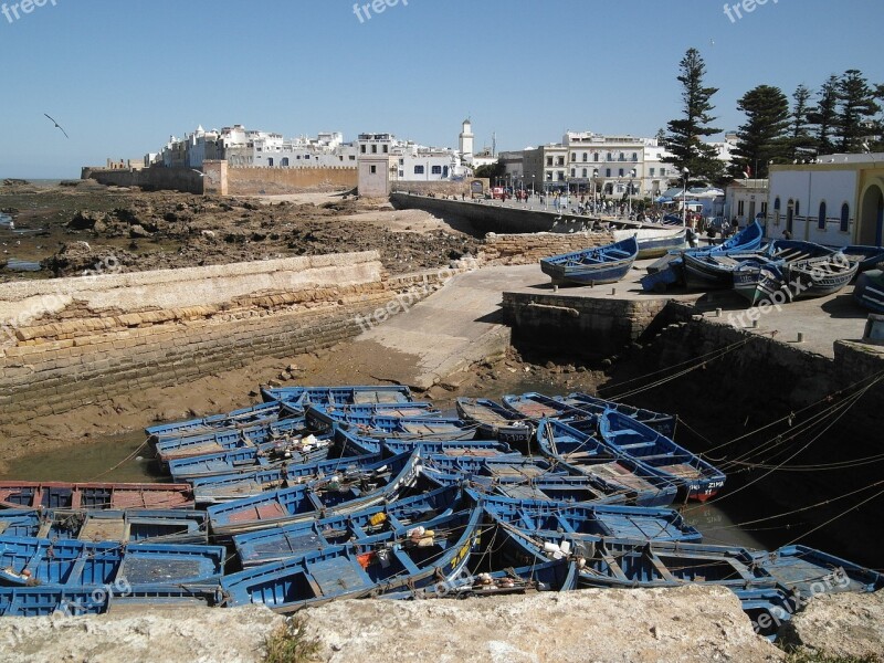 Boats Morocco Essaouira Boats In The Harbor Coast