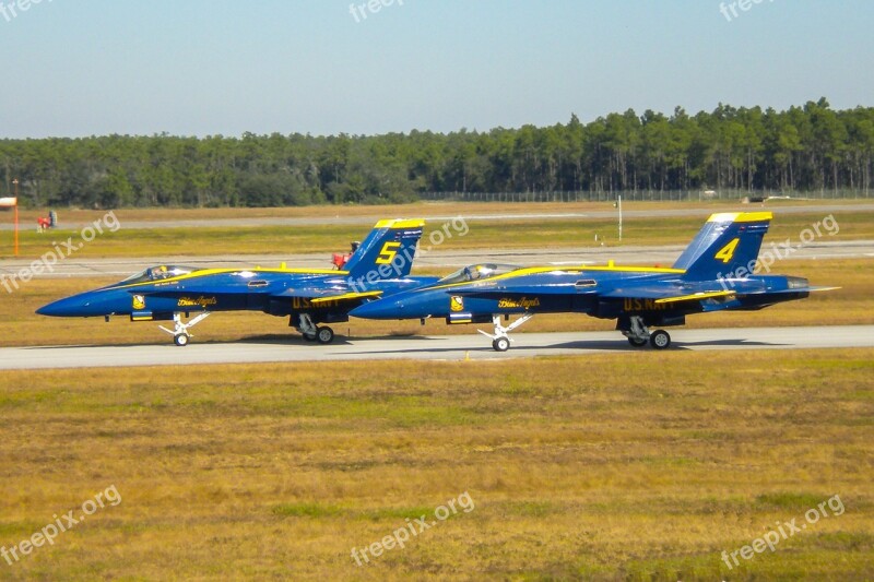 Blue Angels F18 Hornet Aircraft Flugshow Jet Fighter