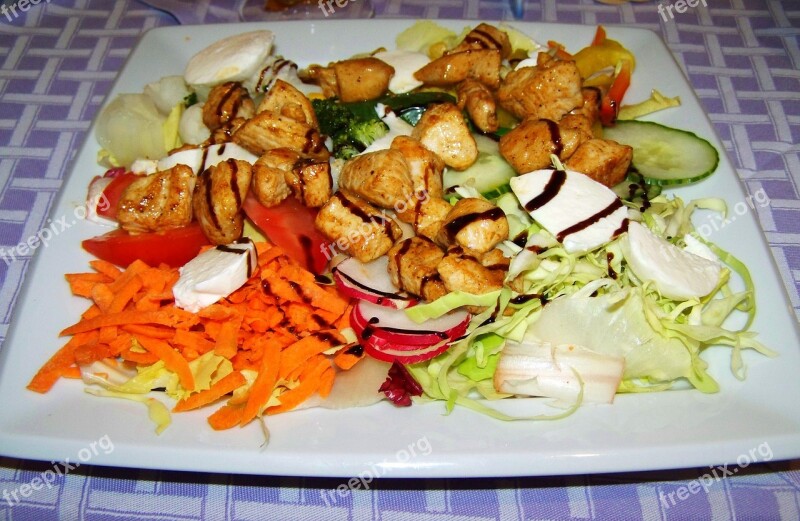 Meat Salad Food Mixed Vegetables Free Photos