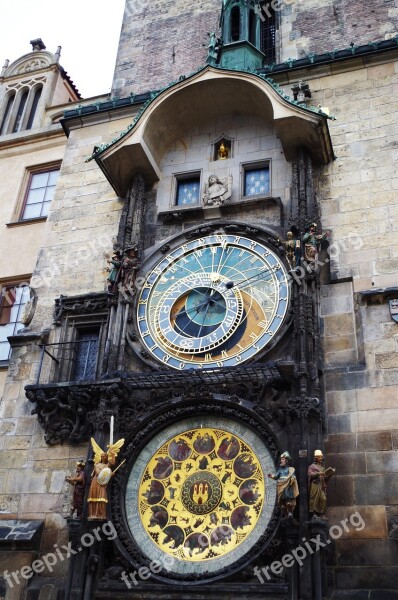 Clock Prague Hours City Antiquities