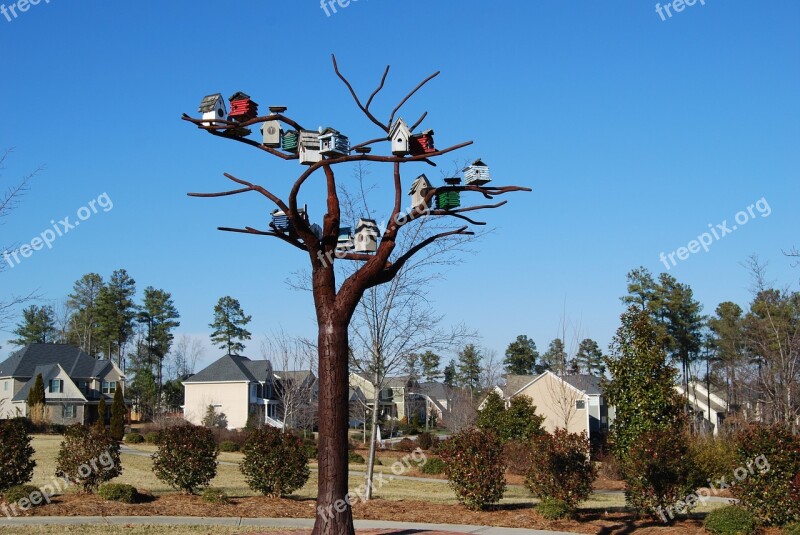 Birdhouses Bird Houses Steel Tree Sculpture North Carolina