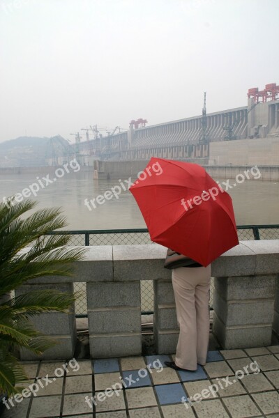 Three Gorges Dam Screen Red China