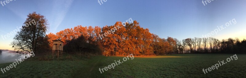 Landscape Autumn Morning Morgenstimmung Panorama