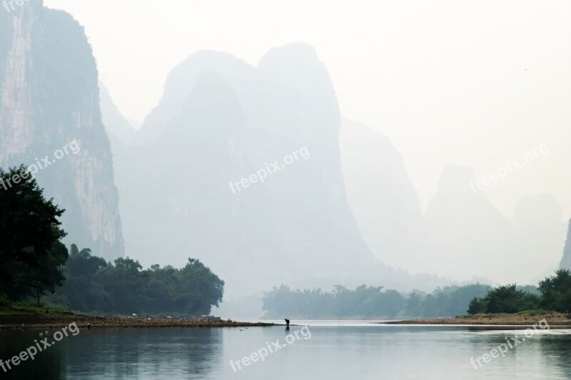 Laos Asia River Fog Landscape