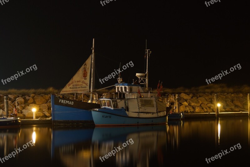 Boat Night Water Romantic Light