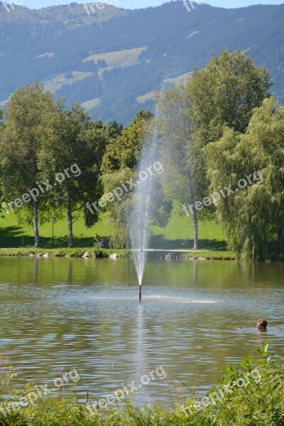 Water Fountain Ritzensee Saalfelden Free Photos