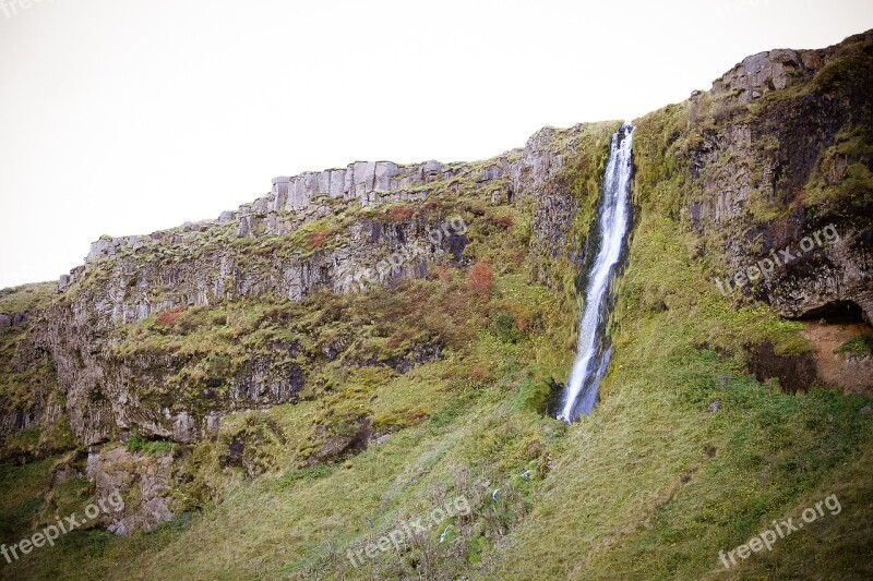 Waterfall Iceland Nature Landscape Water