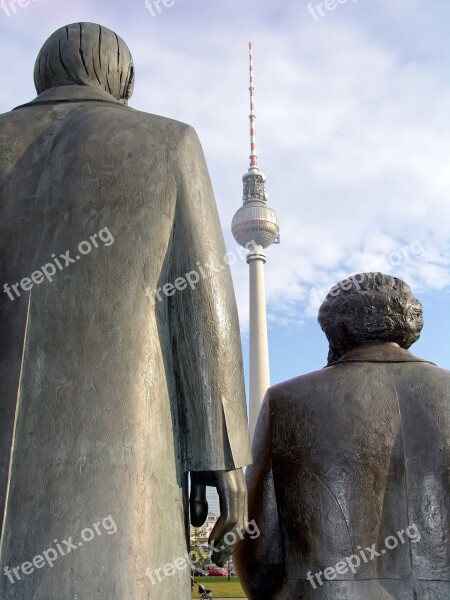 Karl Marx Friedrich Engels Tv Tower Berlin Monument