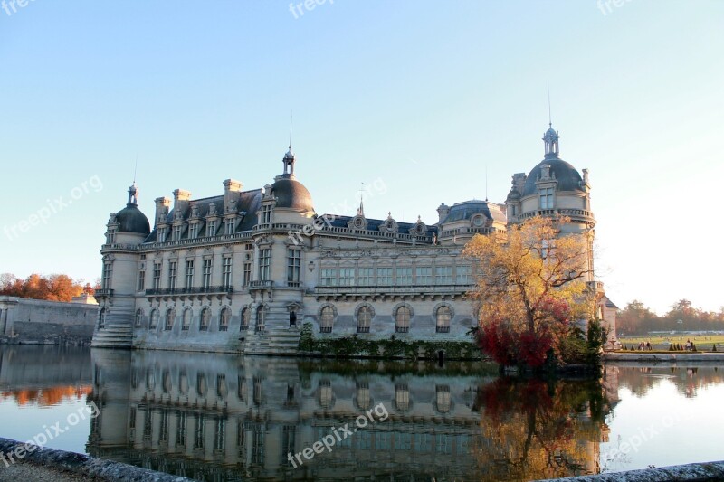 Château De Chantilly Fall Lake Picardie Monument