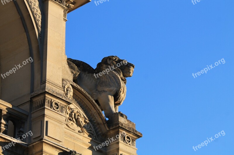 Statue Lion Sky Architecture Pierre