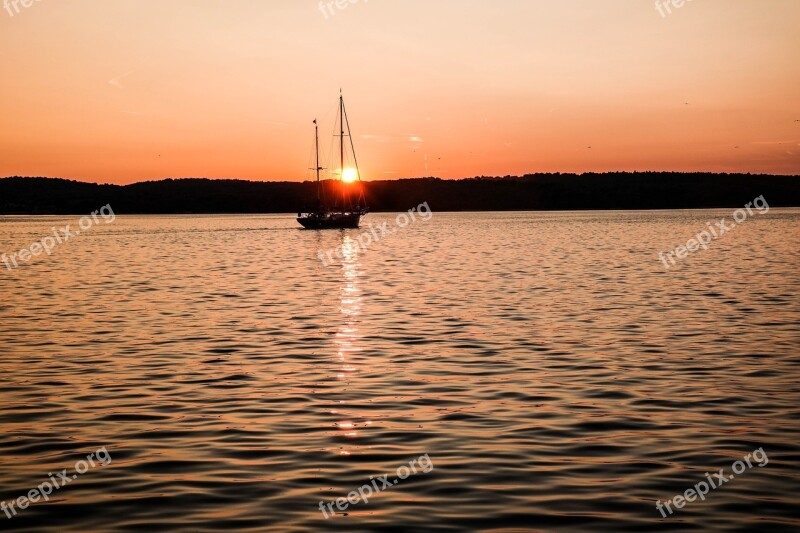 Sailboat Motorboat West Sea The Coast