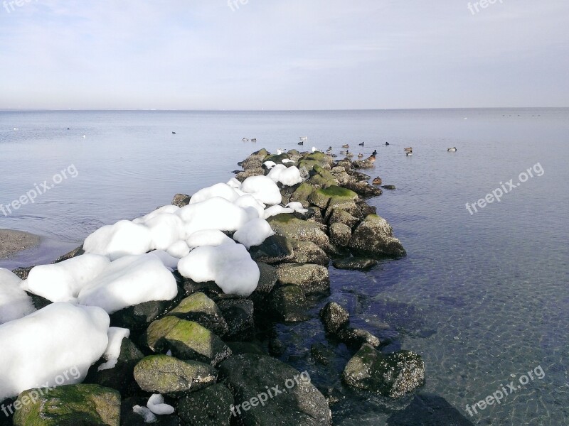 Timmendorfer-strand Baltic Sea Winter Beach Cold