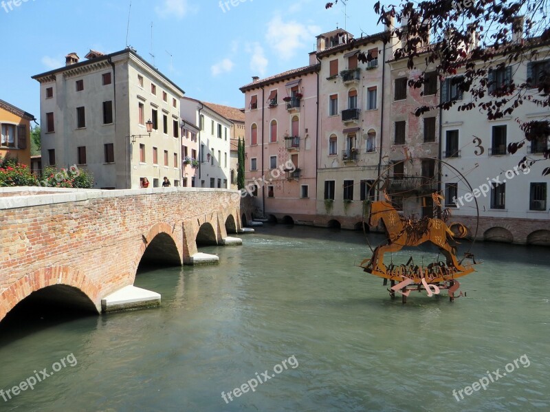 Italy Treviso River Bridge Channel