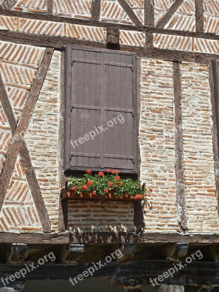 Window Closed Half Timbered Flowers Facade