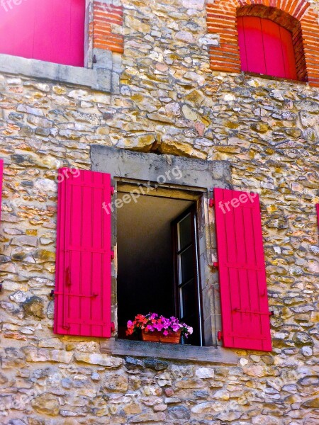 Window Red Stone Flowers Exterior Home