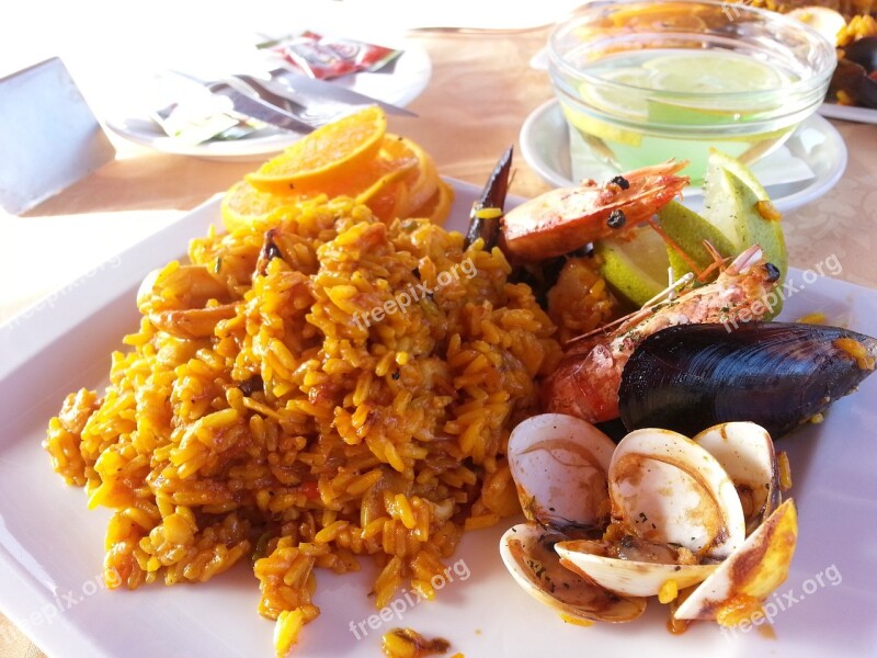 Paella Fish Seafood Spanish Spain