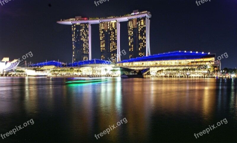 Marina Sand Bay Hotel Singapore Mbs Night Scenery Tourist