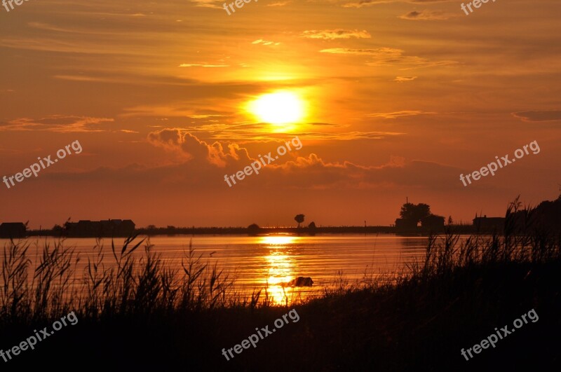 Sunset Water Cloud Summer Lake