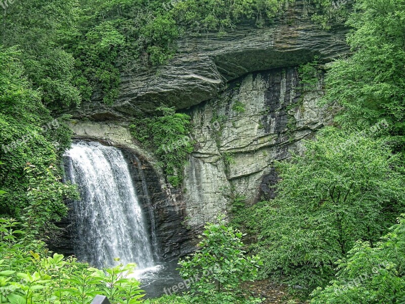 Waterfall Looking Glass Falls Pisgah Forest Nature North