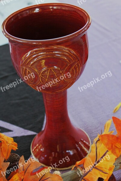 Ceremonial Cup Pagan Wiccan Pentagram Crescent Moon