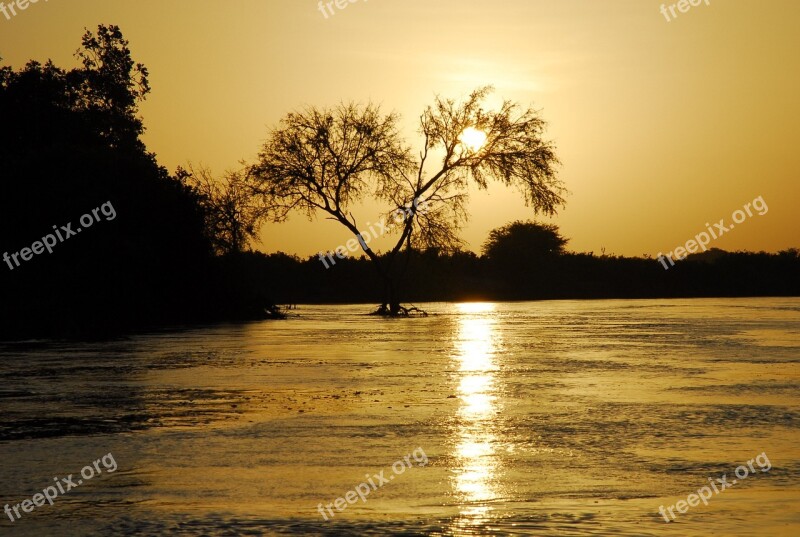 Nature Silhouette Sunset Colorful Sunset Africa