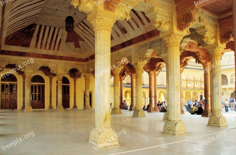 India Amber Palace Architecture Columns