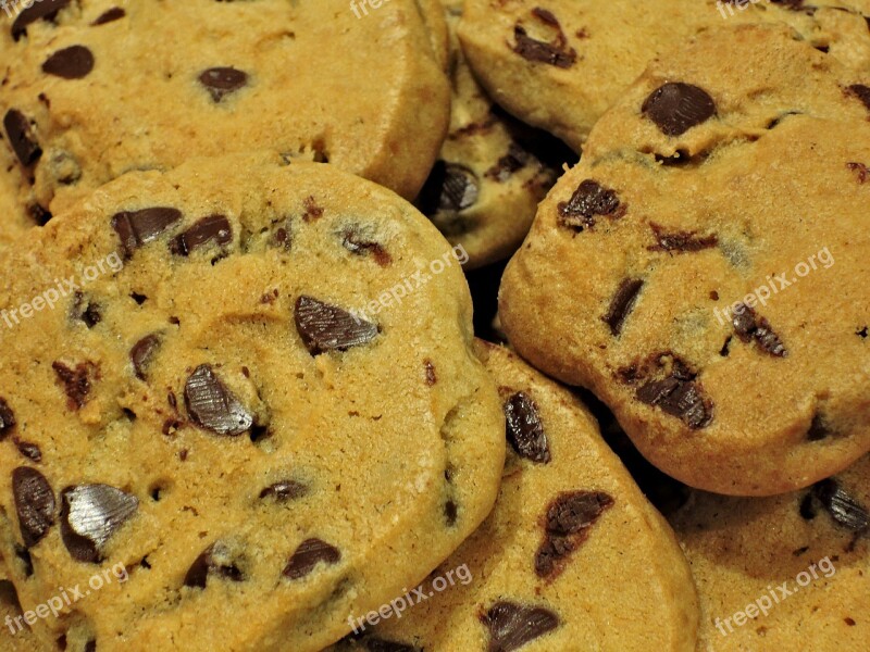 Chocolate Chip Cookies Butter Eggs Sugar Sweet Food