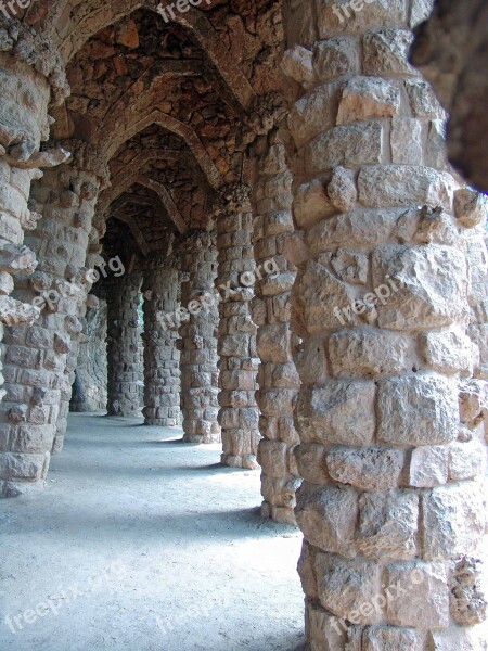 Fun Stone Wall Park Guell Barcelona