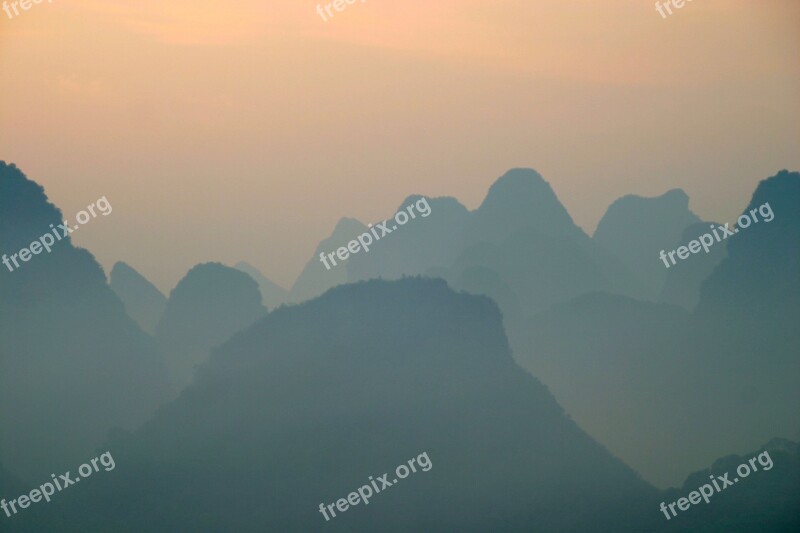 Mountains Silhouette Sunrise Sun Morning