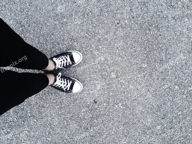 Road Converse Shoes Black Pants Foot Ground