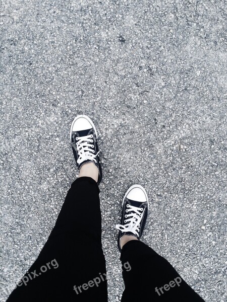 Road Converse Shoes Black Pants Foot Ground