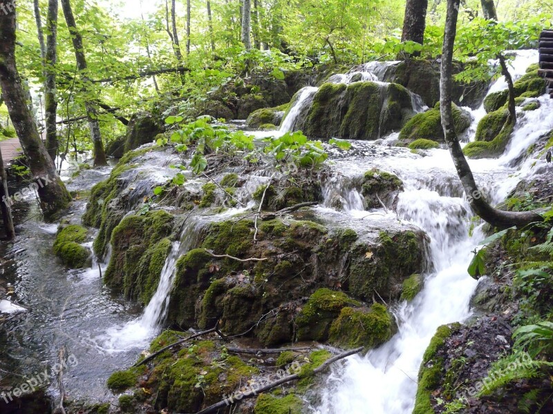 Waterfall Nature Croatia Flow Forest