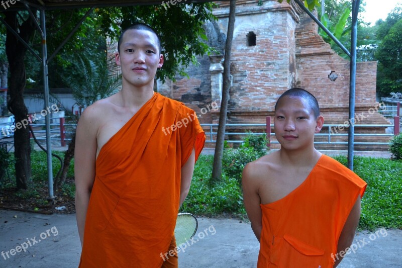 Novice Monks Monks Temple Tennis Asian