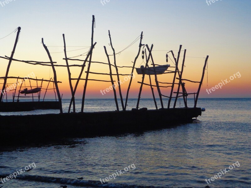 Sunset Boat Sea Pontoon Bridge Croatia