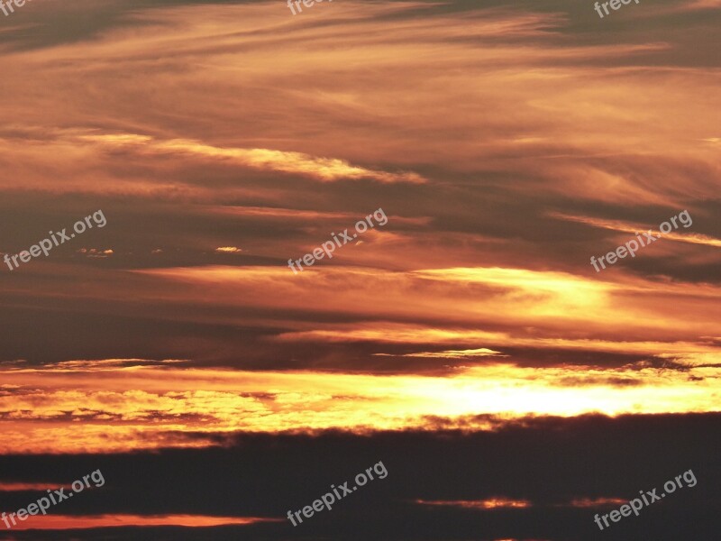 Sunset Sky Clouds Sun Evening Sky