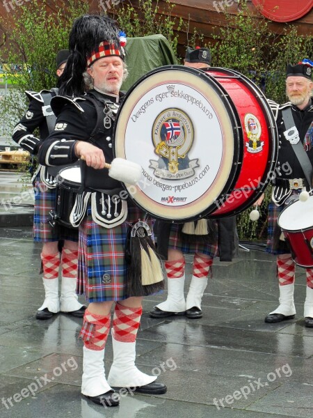 Norway Musician Kilt Bass Drum Free Photos