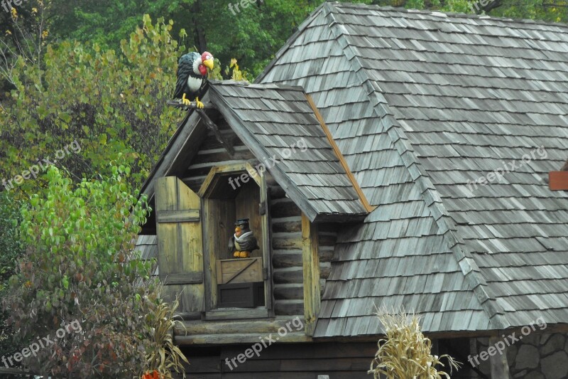 Fall Cabin House Wooden Cottage