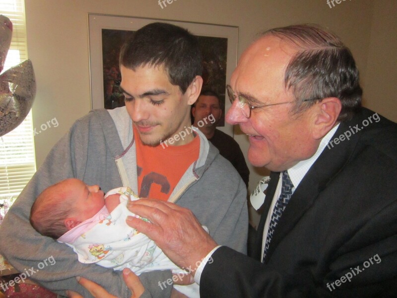 Newborn Baby Family Father Grandfather