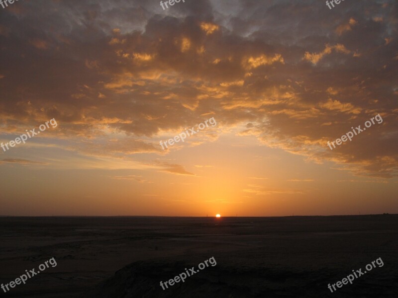 Sunset Landscape Sky Desert Sahara