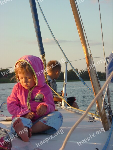 Child Children Yacht Sails Lake