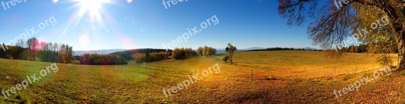 šumava Autumn Landscape Nature Panorama