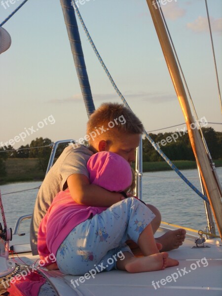 Child Children Yacht Sails Lake