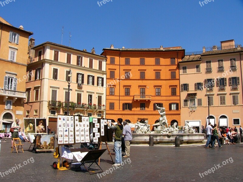 Italy Rome Culture Square Tourists