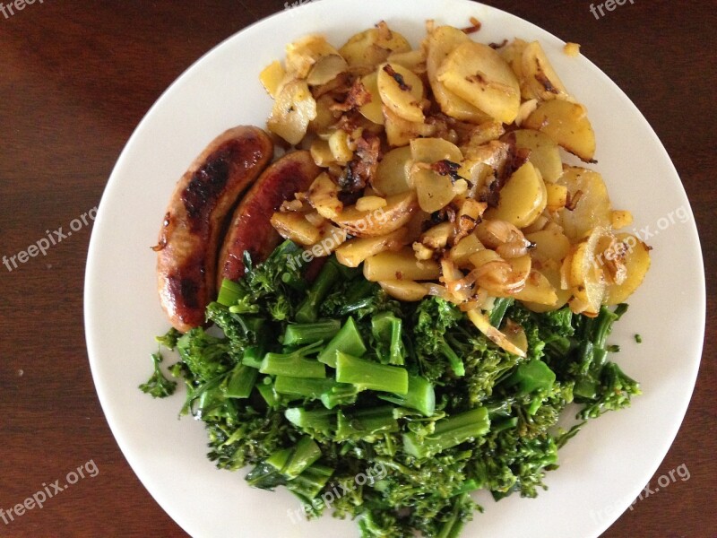 Italian Chicken Sausage Potatoes Broccoli Free Photos