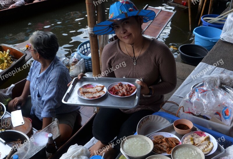 Floating Market Bangkok Thailand Lady Woman