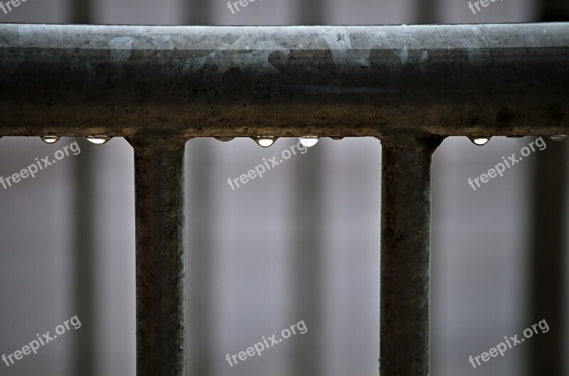 Water Droplets Railing Metal Pipe Condensation