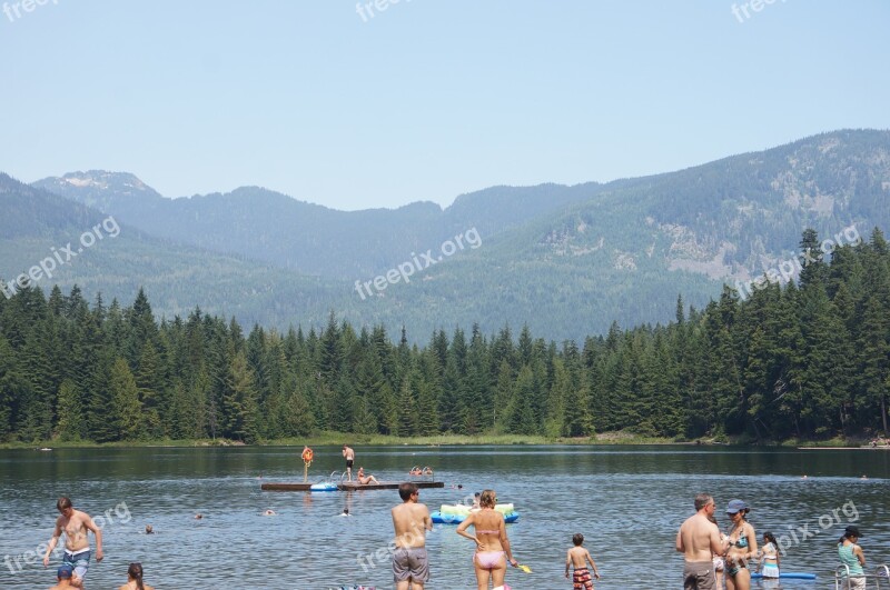 Mountain Lake Swimming Summer Lake Nature