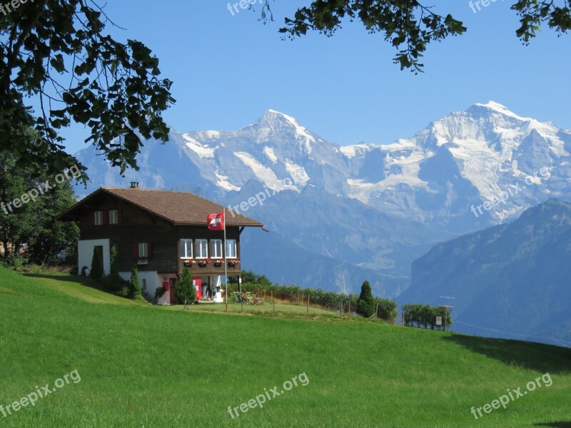 Alpine Mountains Panorama Switzerland Blue