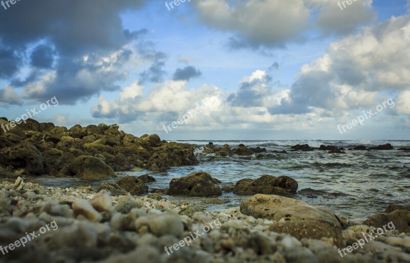 Beach Maldives Rocks Stones Ocean